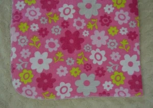 Swiggles Floral Flower Baby Blanket Pink White Green Gray Flannel Receiving - Picture 1 of 7
