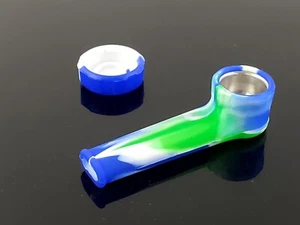 3.5" Silicone Tobacco smoking Pipe with metal Bowl hand  Pipes 309950-6 - Picture 1 of 6