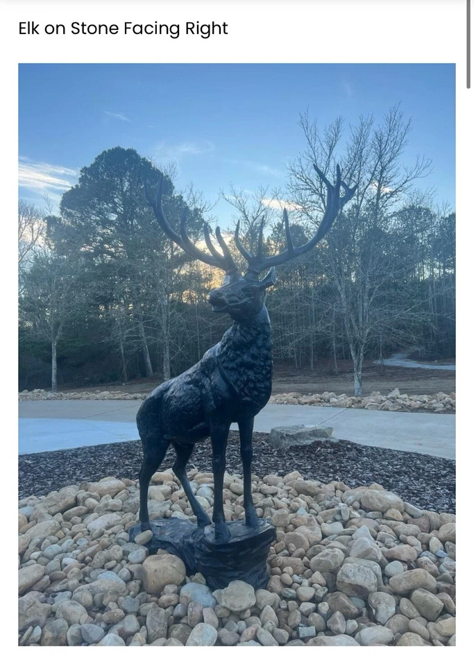 Estatua/escultura de aluminio de alce en la roca para decoración de exteriores (orientada hacia adelante) Foto 1 de 1