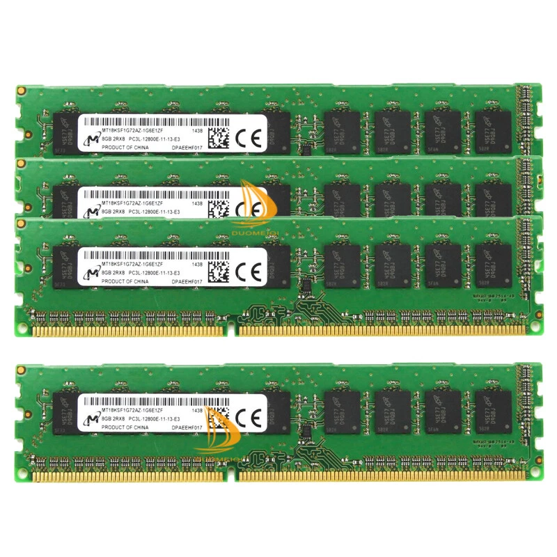 For Micron 4x 8GB 2RX8 12800E DDR3L-1600Mhz 240PIN Desktop ECC Memory RAM DIMM - Image 1 of 4