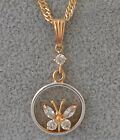 Child 18k Gold layered  Imitation Diamonds Butterfly Necklace set  BB61