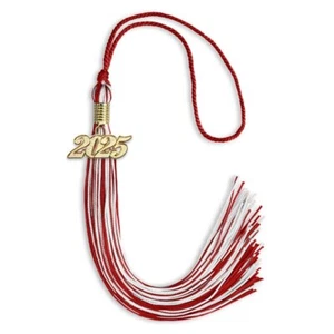Endea Graduation Red/White Mixed Color Tassel With Gold Date Drop - Picture 1 of 21