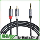3.5mm Jack to 2 x RCA Phono Audio Cable Lead Aux to Twin RCA Shielded OFC Gold