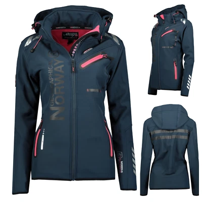 Geographical Norway Women's Softshell Jacket Transition Jacket Outdoor Hood - Image 1 of 4