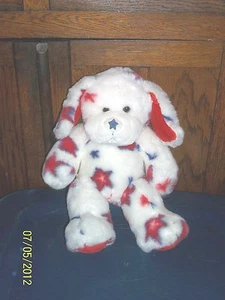 BABW BUILD A BEAR WORKSHOP STARS RED WHITE BLUE PUPPY DOG PLUSH - Picture 1 of 4