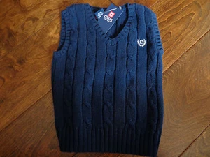 CHAPS boy's NWT sz 24 months navy blues sleeveless sweater vest w/white logo - Picture 1 of 3