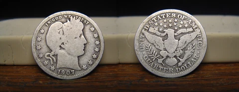 1907-D BARBER LIBERTY HEAD QUARTER 1907D US COIN Cover