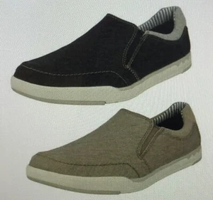 Clarks Men's Step Isle Slip On Sneakers Shoes Sand Canvas Cushion Cloud Stepper  - Picture 1 of 21