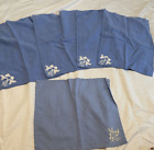 Lot Vintage Fabric 1 Napkin 4 Placemats Embroidery Floral Lightweight Blue