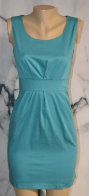 MOSSIMO Teal Sleeveless Stretch Cotton Sheath Dress 6 Stretch Polyester Lining - Image 1 of 4