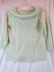 NWT No Comment Off the Shoulder LS Sweater Green Silver Metallic Thread Med $44 - Picture 1 of 5
