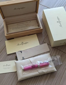 Montegrappa Micra Diamond Pink Resin/Silver Rollerball Pen wz/Box&Booklet Rare - Picture 1 of 6