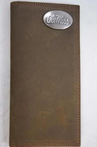 ZEP-PRO NCAA Ole Miss Rebels Crazy Horse Leather LONG Roper WALLET Tin GIFT Box - Picture 1 of 12