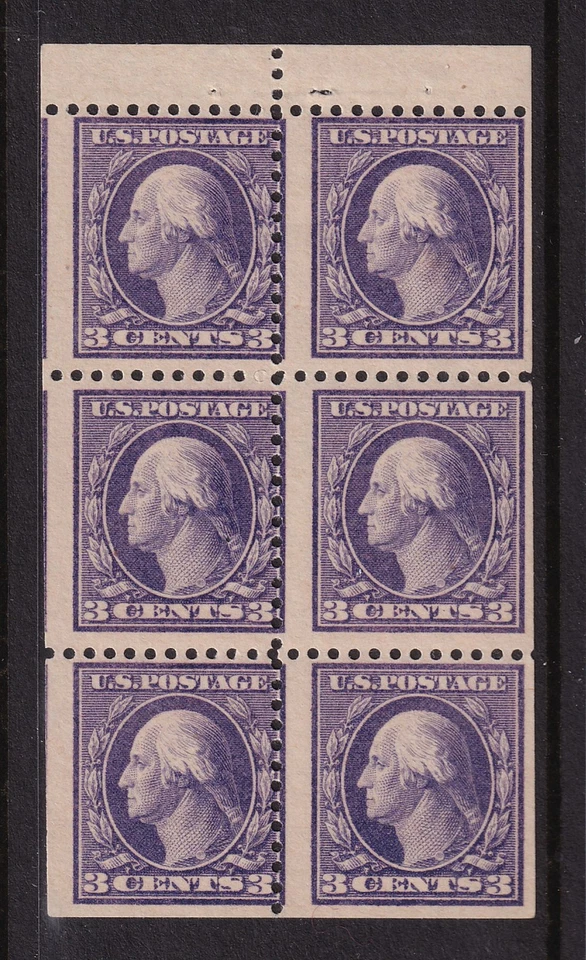 1917 Washington 3c purple Sc 501b MNH gum skips, pane of 6 CV $125 (H4 - Image 1 of 1