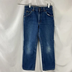 Retro 1980s Lee Blue Denim Jeans Kids Child 29 Husky 5-Pocket Straight Legs USA - Picture 1 of 2