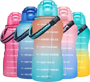 Large Half Gallon/64Oz Motivational Water Bottle with Paracord Handle & Removabl - Picture 1 of 12