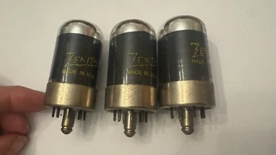 3 NOS - 14J7 Gray Glass Chrome Top Triode Heptode LOKTAL Tubes - Image 1 of 4