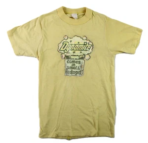 VTG 1976 US Youth Small Yellow Dynamite Comes in Small Packages T-Shirt - Picture 1 of 12