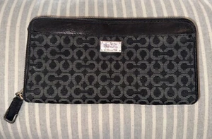 COACH Madison OP Art Accordion Zip Around Wallet Black Small C - Picture 1 of 8