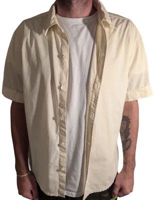 THEORY Mens Lemon Yellow Summer Short Sleeve Button Front Shirt Size Small - Image 1 of 4