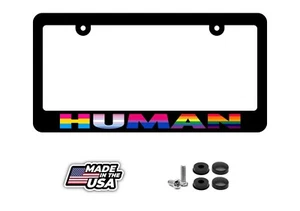 Human LGBT Gay Pride Rainbow Flag Bisexual Transgender License Plate Frame - Picture 1 of 4