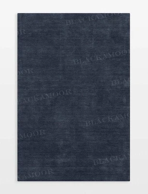 Womenarts New Plain Blue Handmade Tufted Woolen area Rugs & Carpet - Image 1 of 3