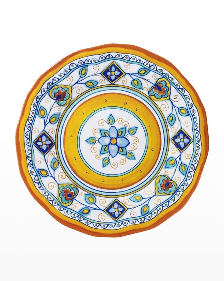 Prato de salada de melamina amarelo 9" Le Cadeaux Siena - Conjunto de 4 NOVO - Imagem 1 de 1