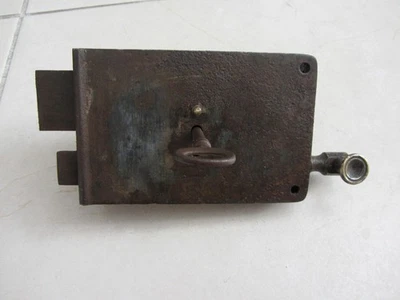 Serrure à tirette avec clé fin - 19e siècle - Photo 1/4