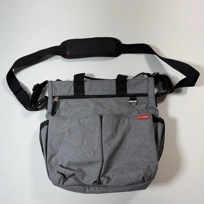 Skip Hop Gray Diaper Bag Tote Messenger Crossbody w/ Changing Pad Pockets - Image 1 of 4