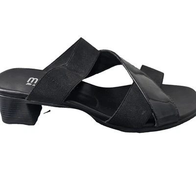 Munro American Black Slide Comfort Sandals Leather 6.5 Casual Elegant Beach Fun - Image 1 of 4