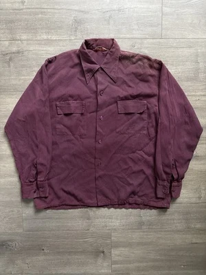 Camisa abotonada BVD de gabardina de rayón con solapa de bolsillo cuello bucle L Foto 1 de 4