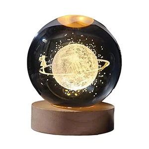 Lampada A Sfera In Vetro Stellato con Luce Notturna A LED 3D con Incisione 5841 - Foto 1 di 6