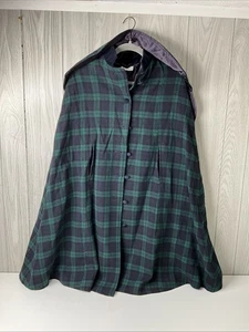 ERWACHSENE GROß Vintage Pleasant Company Wolle Tartan Cape Umhang Erwachsene gefüttert Made UK - Bild 1 von 10
