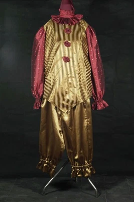 Disfraz de payaso espeluznante victoriano rojo/dorado único en su clase Foto 1 de 4