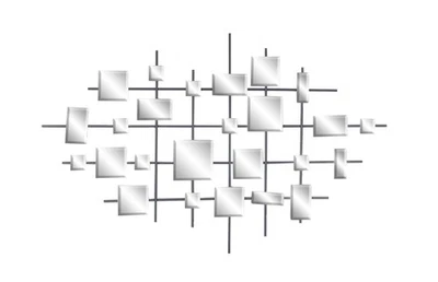 Escultura de pared geométrica de metal para decoración de pared para el hogar con detalles cuadrados espejados,... Foto 1 de 4