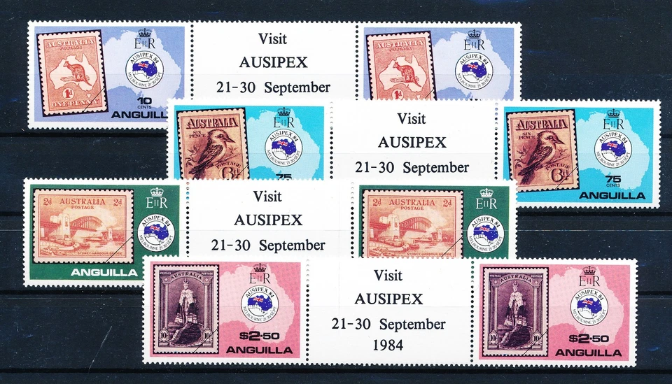 LS57568 Anguila 1984 exposición filatélica canaletas pares MNH Foto 1 de 1