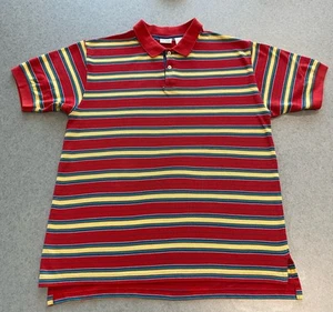 Polo vintage L.L.Bean rosso giallo multicolore a righe in cotone - grande - Foto 1 di 4