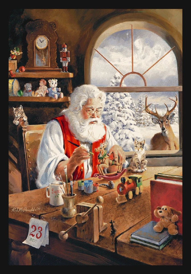 Рождественский небольшой ковер 5x8 Milliken Santa Gift Workshop — около 5 футов 4 дюйма x 7 футов 8 дюймов - Изображение 1 из 1