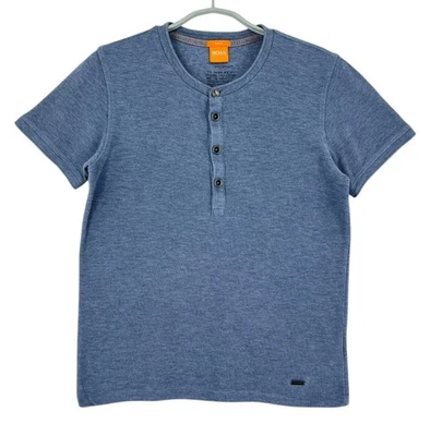 HUGO BOSS Topside Henley Azul Camiseta Para Hombre Talla S - Imagen 1 de 4