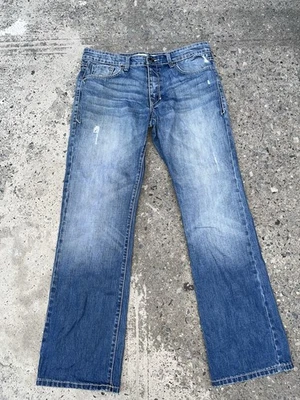 Pantalones de mezclilla Five Four Drake para hombre 35x32 azul recto desgastado lavado medio Foto 1 de 4