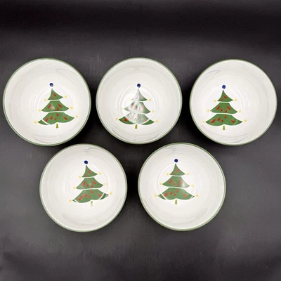 Gorham Christmas Splendor 6” Cerámica Cereal Sopa Cuencos JUEGO/5 Árbol de Vacaciones Foto 1 de 4