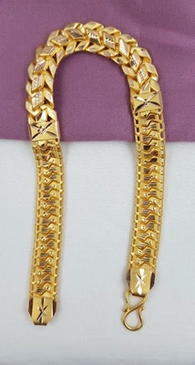 Brazalete de oro Miami con eslabones de bordillo de 22 quilates de ancho para boda regalo 9 mm hecho a mano Foto 1 de 4