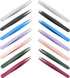 14PCS Eyebrow Tweezer Set, Precision Facial Hair Removal Stainless Steel Slant T - Picture 1 of 12
