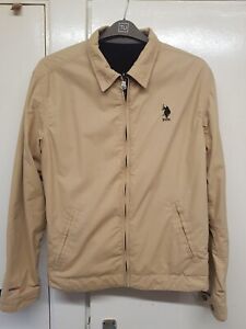 US Polo Assn. USPA Men's 2 in 1 Beige & Black Zip Button Jacket Jersey Medium