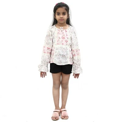 White Chocolate Kids Girls Floral Printed Lace Top Long Sleeve 6-7 Years 231136 - Image 1 of 3