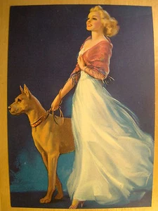 Jules Erbit Diana e il suo danese calendario originale stampa artistica campione pin up raro - Foto 1 di 2