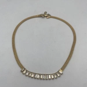 "Collar Park Lane tono dorado 16"" con 15 cristales rectangulares transparentes vintage" - Imagen 1 de 5