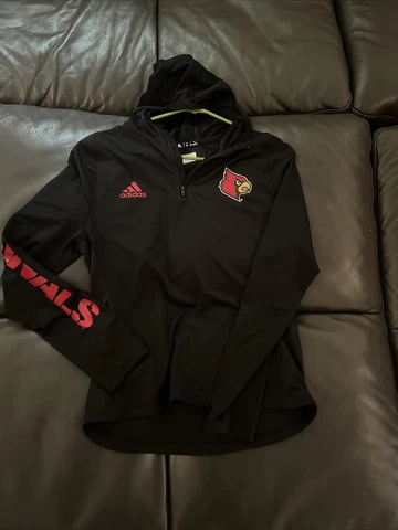 Louisville Cardinals Football Adidas Team Black Hoodie Long Sleeve Top Cover