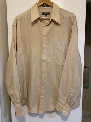 Camisa masculina Crazy Horse Claiborne tamanho 17/36-37 amarela manga longa bolso no peito - Imagem 1 de 4