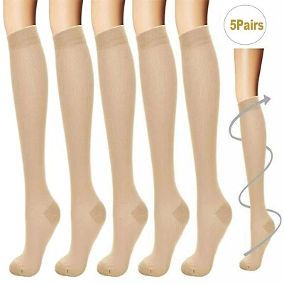 5 pares de calcetines de compresión de cobre para hombre y mujer 15-20 mmHg soporte graduado S-XXL Foto 1 de 4